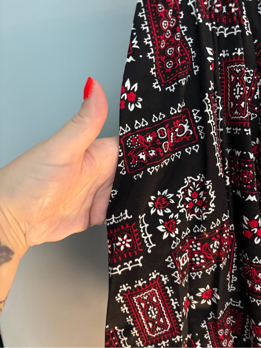 Pinup Couture Black with Red Bandana Print Retro Skirt - Picture 3 of 7